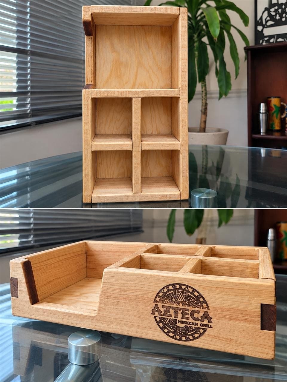 Organizador de madera con grabado láser