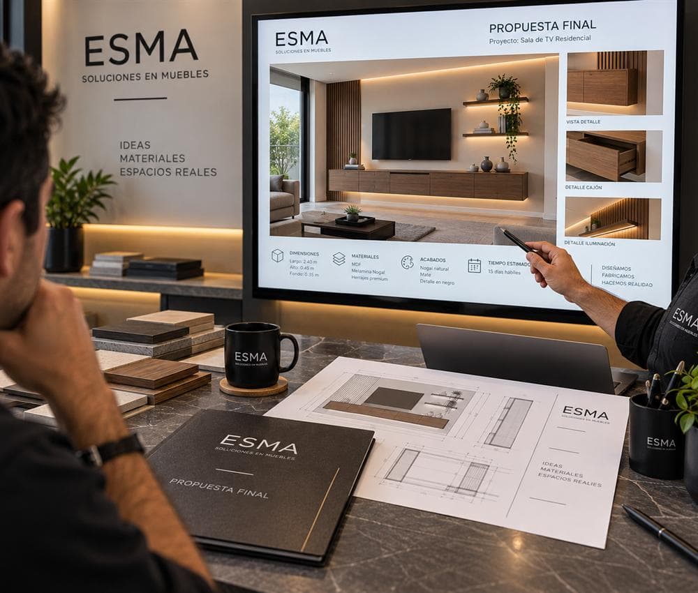 Presentación de la propuesta final con dimensiones y materiales